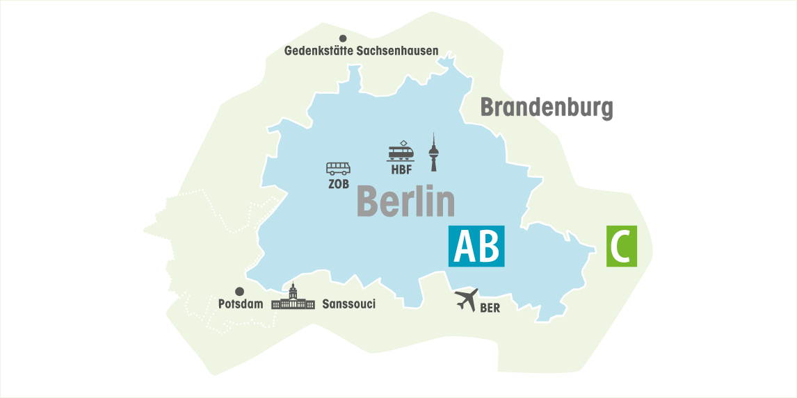柏林公共交通ABC区分布示意图